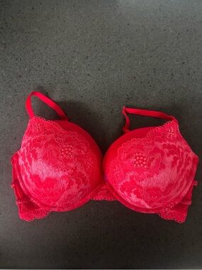 La SENZA Bright Red Lace Push-Up Bra